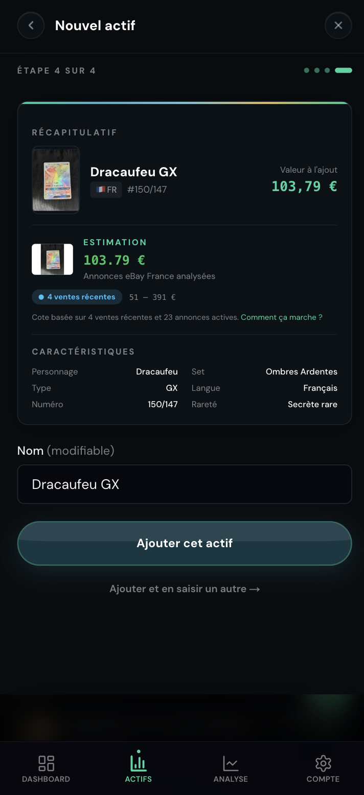 Estimation Dracaufeu GX — Cote monkeyZ basée sur les ventes eBay récentes
